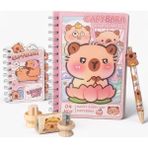 Munis Capybara Defter Seti Spiral | Kırtasiye Seti | A5 Defter + A7 Bloknot + Versatil Kalem + Silgi + Kalemtraş - Pembe