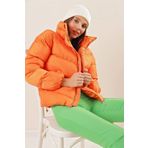 munn collection 5205 Dik Yaka Fermuarlı Şişme Mont - Turuncu