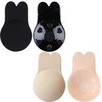 MUNSKT Görünmez Straplez Sırtı Açık Push-Up Sütyen, 2 Çift Yeniden Kullanılabilir Silikon Yapışkanlı Sütyen Çarpma ve Anti-Droop Tasarım, Nefes Alabilir, Kokusuz, Elbiseler için, Üstler, Siyah+cilt, A