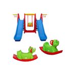 MUPARK 2 Kaydırak 1 Salıncak + 2 Sallanan Fil - Çocuk Oyun Parkı Seti - Anaokulu & Kreş Eğlencesi