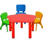 Mupark Çocuk Masa ve Sandalye Set - Aktivite Masası - Anaokulu - Kreş - Etkinlik Masası - Renkli Sandalyeler - 3 Sandalye - 1 Masa - Kırmızı