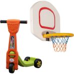 Mupark Çocuklar Için 2'li Hareket Seti: Duvar Basketbol Potası & 3 Tekerlekli Scooter | Spor ve Eğlence Bir Arada! - Turuncu