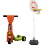 Mupark Çocuklar Için 2'li Spor Seti: 3 Tekerlekli Scooter & Ayarlanabilir Basketbol Potası | Eğlence ve Hareket Bir Arada! - Turuncu