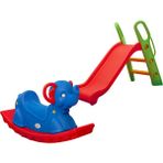 Mupark Küçük Kaydırak ve Sallanan Fil - Mini Tahterevalli - Çocuk Kaydırak - Anaokulu - Kreş - Oyun Alanı - Mavi