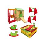 MUPARK Mega Oyun Seti - Kaydıraklı Salıncaklı Oyun Evi + Top Havuzu Seti + Futbol Kalesi + 2 Sallanan Fil
