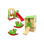 MUPARK Oyun Parkı Seti Kaydıraklı Oyun Evi + Kaydırak Salıncak Takımı + 2 Sallanan Fil Kreş Anaokulu