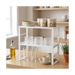 Murahze Beyaz Dolap Içi ve Tezgah Üstü Raf Düzenleyici - Paslanmaz Metal, Yer Kazandıran Tabak ve Bardak Rafı (15.5X31.5X13CM) - 0 Siyah - Option-1