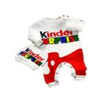 Murat Baby Kinder Surprise Baskılı Beyaz ve Kırmızı Tulum - Beyaz - Kırmız - 6 Ay