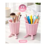 Muray Tekno 2’li Set Sevimli Hareketli Ayaklı Dekoratif Organizer – Masaüstü Saklama Kutusu - 2 Adet - Pembe