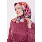Mürdüm Dama Desen Twill İpek Eşarp