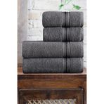 Mürdüm Home 4'lü Banyo Havlu Seti Hamam Takımı 100% Pamuk - 50 x 85 cm - Antrasit