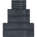 Mürdüm Home 8 Parça Banyo Havlu Seti | Hamam Takımı | Çeyiz Seti - 30 x 30 cm - Antrasit