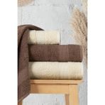 Mürdüm Home Dora 4'lü Banyo Havlu Seti | Hamam Takımı (2 Adet 70X140, 2 Adet 50X90) | 100% Pamuk Havlu - 70 x 140 cm - Kahverengi