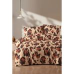 Mürdüm Home Leopar Desenli %100 Pamuklu Çarşaflı Çift Kişilik Nevresim Takımı - Kahverengi - 240 x 260 cm
