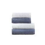 Mürdüm Home Sarmaşık Çift Renk Banyo Havlusu, 4'lü Paket 2 Parça (70x140),2 Parça (50x90) Yumuşak ve Emici, Kaliteli Günlük Kullanıma Uygun %100 Pamuk Havlu (İndigo-Beyaz)