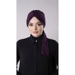 Mürdüm Pratik Hazır Geçmeli Tesettür Bone Sandy Kumaş Atkılı 2204_07
