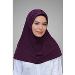 Mürdüm Pratik Hazır Geçmeli Tesettür Eşarp Sandy Kumaş İşlemeli İncili Taşlı 1605_07