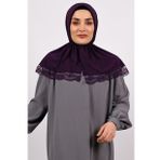 Mürdüm Pratik Hazır Geçmeli Tesettür Eşarp Viskon Kumaş Çıtçıtlı Dantelli 2105_07