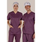 Mürdüm Üst Scrubs Terrycotton Doktor Hemşire Forma - 44