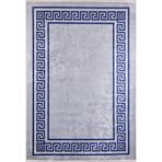 Murom Lacivert Çerçeveli Modern Geometrik Etnik Desenli Boho Makinada Yıkanabilir Hav Toz Vermez Leke Tutmaz Kaymaz Taban Dijital Makine Baskı Halı Oturma Odası Salon Yolluk Koridor Mutfak Halısı