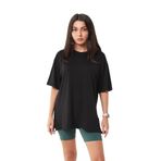 MURR Unisex Viskon Kısa Kol Bisiklet Yaka Oversize Boyfriend T-shirt Tişört Kadın Erkek (10, siyah, XL)