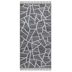 Murshidabad Gri Geometrik Modern Geometrik Etnik Desenli Boho Makinada Yıkanabilir Hav Toz Vermez Leke Tutmaz Kaymaz Taban Dijital Makine Baskı Halı Oturma Odası Salon Yolluk Koridor Mutfak Halısı
