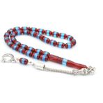 Murty99 Bilek Boy Bordo Mavi Sürmeli Sıkma Kehribar Tesbih - Bordo - Mavi