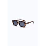 Murvik Siyah Cam Leopar Desenli Retro Kare Kemik Çerçeve Unisex UV400 Vintage Retro Güneş Gözlüğü