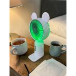 Mus10 LED Işıklı Şarjlı Standlı Mini Fan - Beyaz