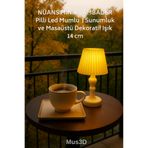 Mus3D NÜANS MİNİK LAMBADER | Pilli Led Mumlu | Sunumluk ve Masaüstü Dekoratif Işık | 14 cm