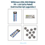 Mus3D Wilkinson LR41 AG3 Düğme Pil - 1.5V (10'lu Paket) (Led mumlar için uygundur.)