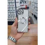 Musal iPhone 15 Kılıf Köşeleri Renkli Şeffaf Kamera Korumalı Silikon Luxury Kapak (Gümüş)