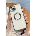 Musal iPhone 15 Kılıf Köşeleri Renkli Şeffaf Kamera Korumalı Silikon Luxury Kapak (Koyu Gri)