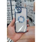 Musal iPhone 15 Kılıf Köşeleri Renkli Şeffaf Kamera Korumalı Silikon Luxury Kapak - Koyu Mavi