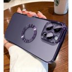 Musal iPhone 15 Kılıf Köşeleri Renkli Şeffaf Kamera Korumalı Silikon Luxury Kapak - Mor