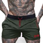 Muscle Alive Erkek Spor 1 "Elit Bölünmüş Koşu Şort Yan Mesh Paneli Hızlı Kuru Hafif Polyester, 4013 Yeşil Ordu, M