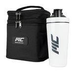 MuscleCloth 739 ml Beyaz Aromasız Paslanmaz Çelik Shaker ve Termo Siyah Çanta Seti