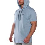 MuscleCloth MC-X Kapüşonlu Açık Mavi Kısa Kollu Erkek Sweatshirt