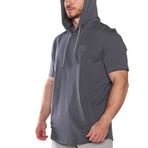 MuscleCloth MC-X Kapüşonlu Füme Kısa Kollu Erkek Sweatshirt