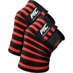 Musclecloth Pro Knee Wraps Diz Bandajı 2'li Paket - Cırt Bantlı Siyah Kırmızı - Standart - Siyah - Kırmızı