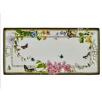 Muse Garden Kelebek Desenli Dekoratif Dikdörtgen Servis Tabağı, 30x15 cm, Beyaz
