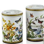 Muse Garden Kelebek Desenli Dekoratif Porselen Kavanoz Seti, 16 cm ve 13,8 cm, 2 Parça, Beyaz