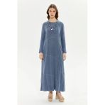 Müsemma Uzun Kol Maxi Elbise - Minimalist, Günlük, Doğal Kumaş