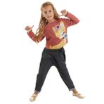 Mushi Ceylan Kız Çocuk Crop-Top T-shirt Denim Görünümlü Pantolon Takım Kahverengi, Antresit 4Y