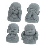 MUSISALY Masaüstü 4 Adet Mini Buda Heykelleri Zen Rahip Ev Dekoru El Yapımı Heykel Küçük Heykel Oturma Odası Ofis Için