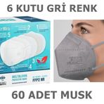 Musk FFP2 N95 60'lı Gri Maske