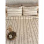 Müslin %100 Pamuklu Çift Kişilik Yıkamalı Nevresim Takımı Ütü Istemeyen Bej Çizgili - 200 x 220 cm