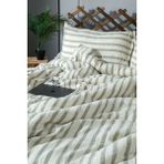 Müslin %100 Pamuklu Çift Kişilik Yıkamalı Nevresim Takımı Ütü Istemeyen Yeşil Çizgili - 200 x 220 cm