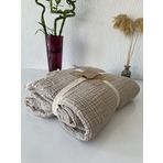 Muslin Battaniye%100 Pamuk, 4 Katlı Yatak Örtüsü, Yumuşak Türk Pamuğu Muslin Yatak Örtüsü, Ters Çevrilebilir Örtü, Bej (Tam/Queen Boy 91x95-230x240cm)