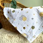 Müslin Bebek Battaniyesi, Yenidoğan, Bebek Örtüsü, Organik, Pamuklu, %100 Pamuk, Hipoalerjenik, Desenli Müslin, Beyaz, 4 Mevsim, Nefes Alabilen, Taşınabilir, Hediyelik, Kupu&kupu - Beyaz - Mavi
